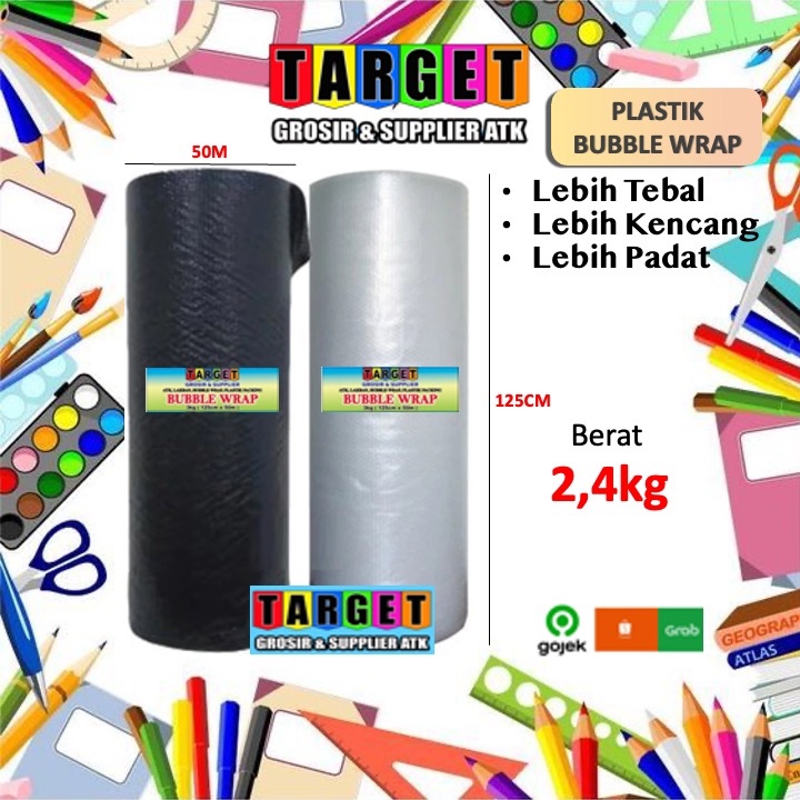 

H3T PLASTIK BUBLE WARP / BUBBLE WRAP 125cm x 50m / Hitam Putih Gelembung 3kg 2.4kg 2kg