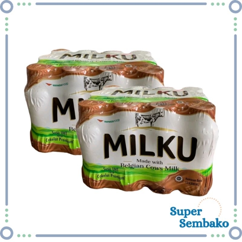 

MILKU SUSU UHT COKELAT 200ml PER 1 PACK ISI 12 BOTOL