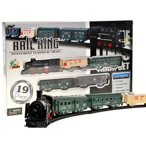 Mainan Anak Kereta Api Rail King 5 Gerbong | Lokomotif Berjalan Pada Rel Gerbong Barang Penumpang