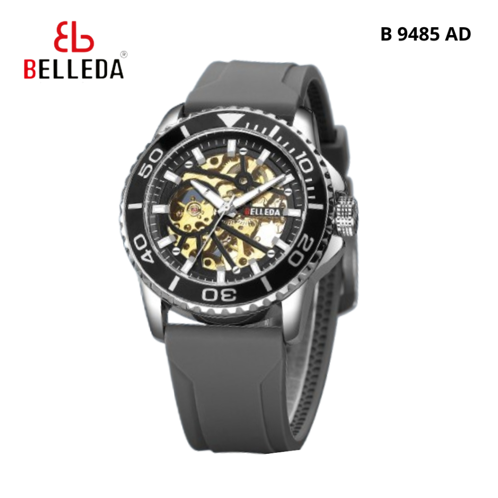 Jam Tangan Pria Belleda 9485 Automatic Strap Rubber Tahan Air 3 Atm Fashion Watch BELLEDA©™