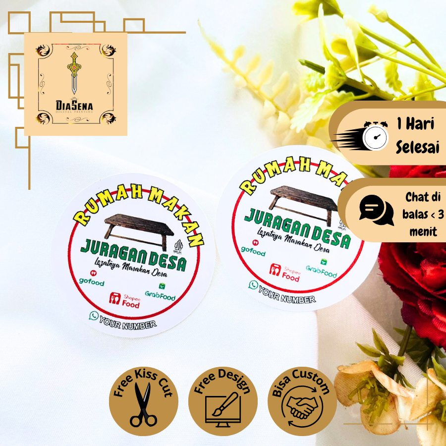

2-4 Ready Diasena Cetak Stiker Rumah Makan Label Free Desain Warung Nasi Murah Bandung Sticker Resto