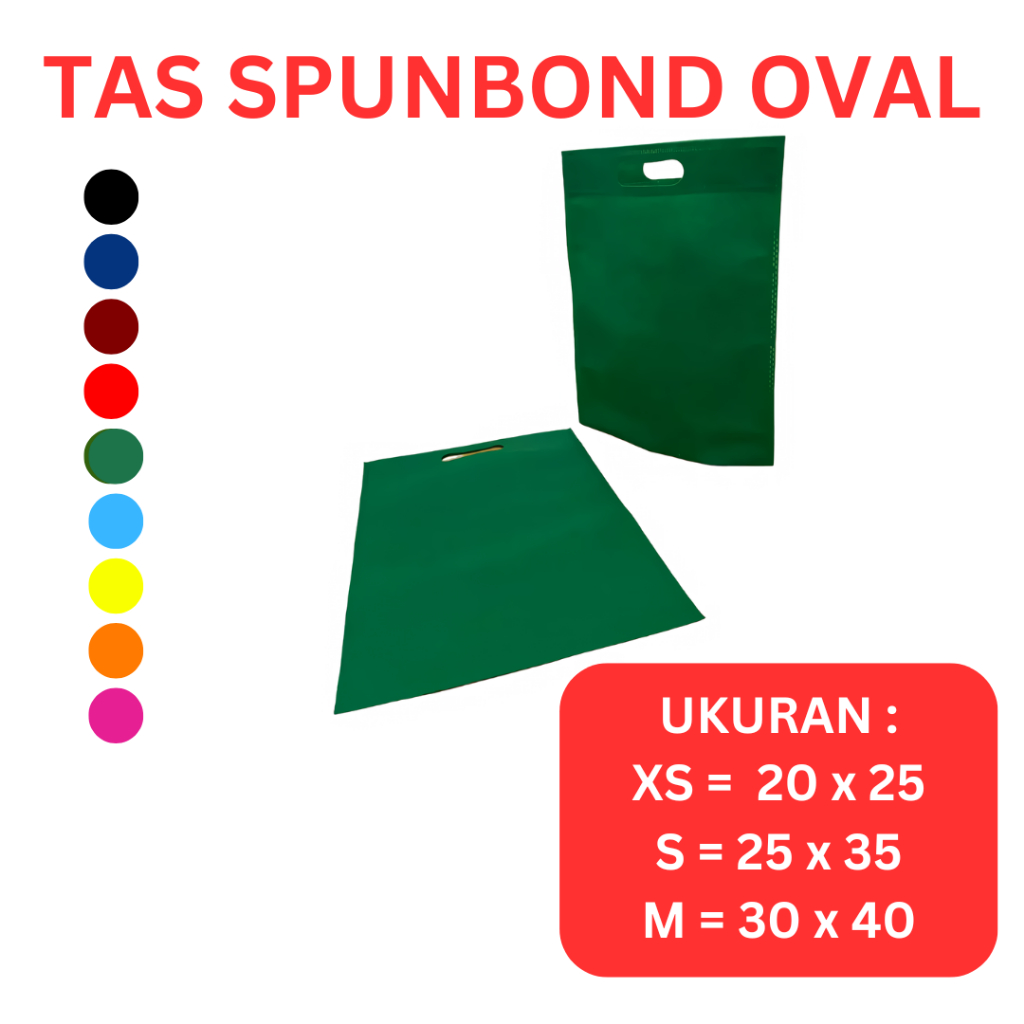 

Totebag Polos Oval Bahan Tas Spunbond | Goodie Bag Tas Kado Warna Hijau Tua