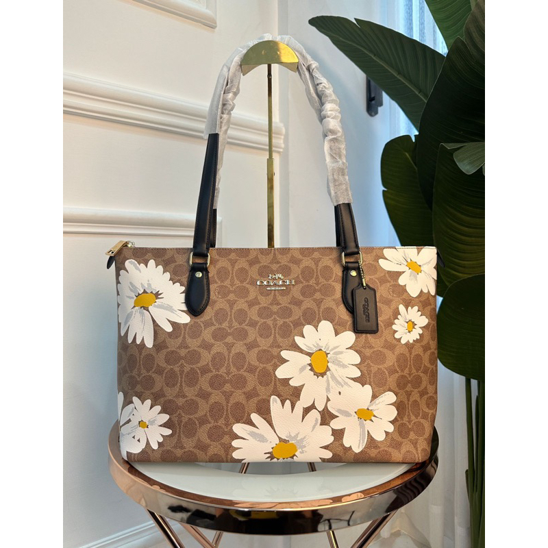 Coach Cz589 Gallery Tote Flower Tan Multi