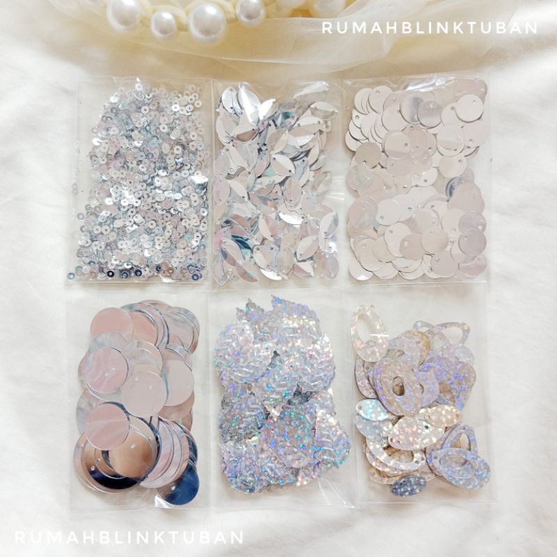 5 Gram Sequin Ramborci Seri Silver | Payet Piring Payet Kebaya