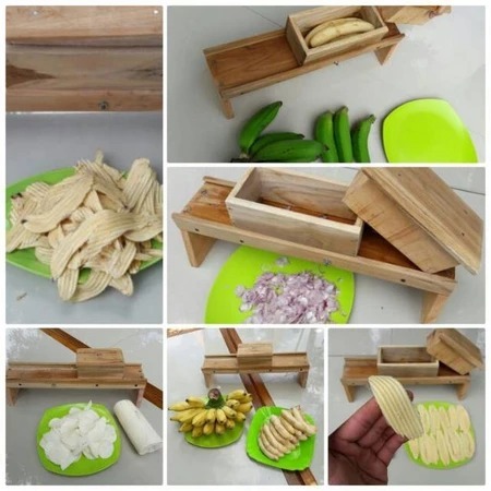 Pengiris Keripik Pengiris bawang Serbaguna Kayu Jati Asli