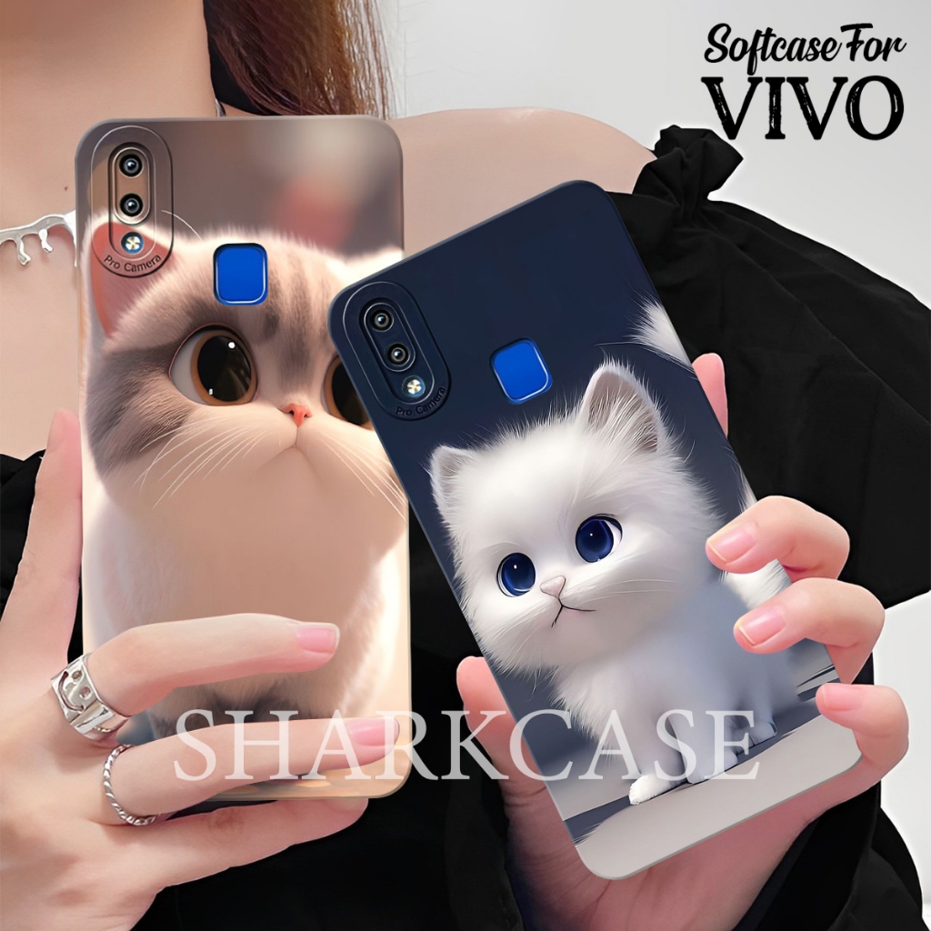 [SHARK CASE] Softcase Vivo V9 / V5 Plus / V7 Plus / Z1 Pro / V15 / V15 Pro Motif Cute Cat Colorfull 