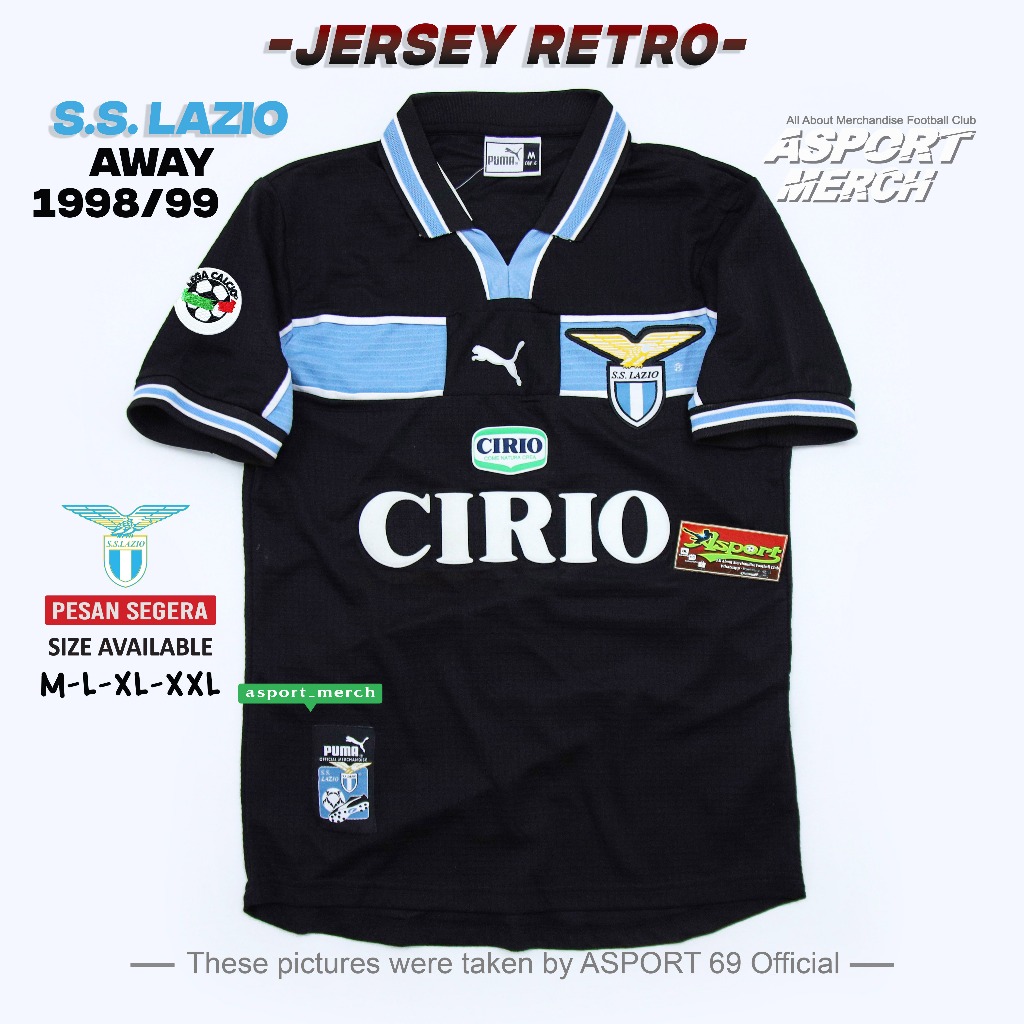 JERSEY RETRO LAZIO RETRO THIRD 1998 1999 2000 LAZIO HITAM VINTAGE