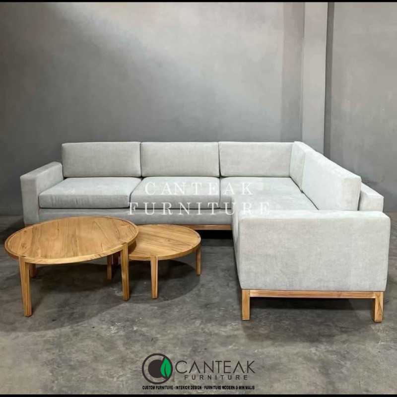 SET SOFA TAMU+MEJA-SET SOF MINIMALIS-SOFA L MINIMALIS