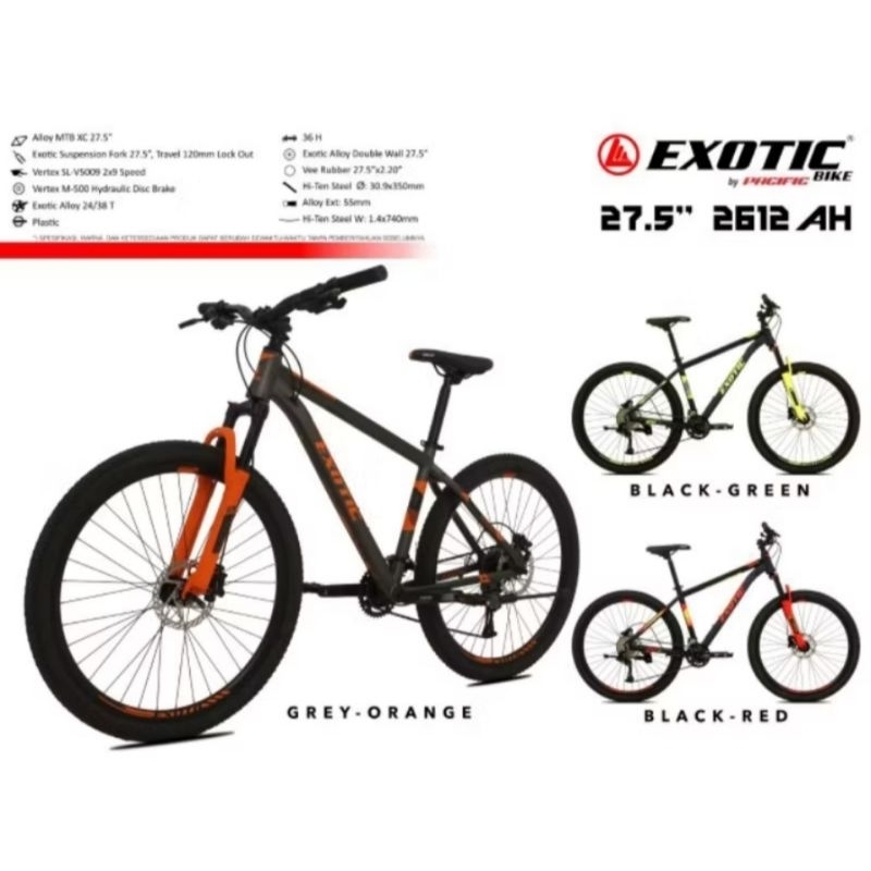 sepeda MTB exotic 2612 AH 27,5 inch rem hidrolik instan kurir