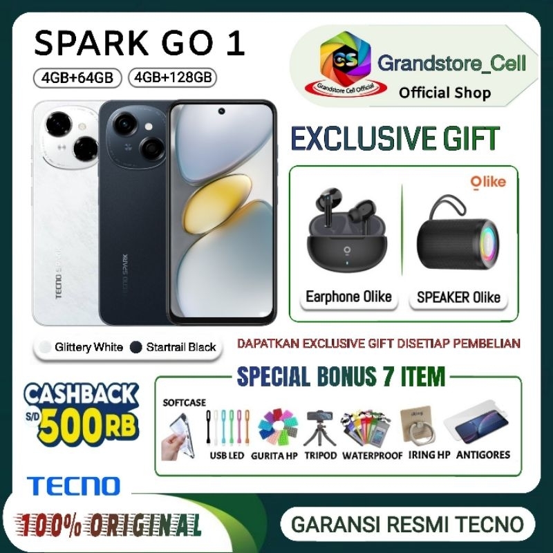 TECNO SPARK GO 1 RAM 4/128 GB | TECNO SPARK GO1 RAM 4/64 GB GARANSI RESMI TECNO INDONESIA
