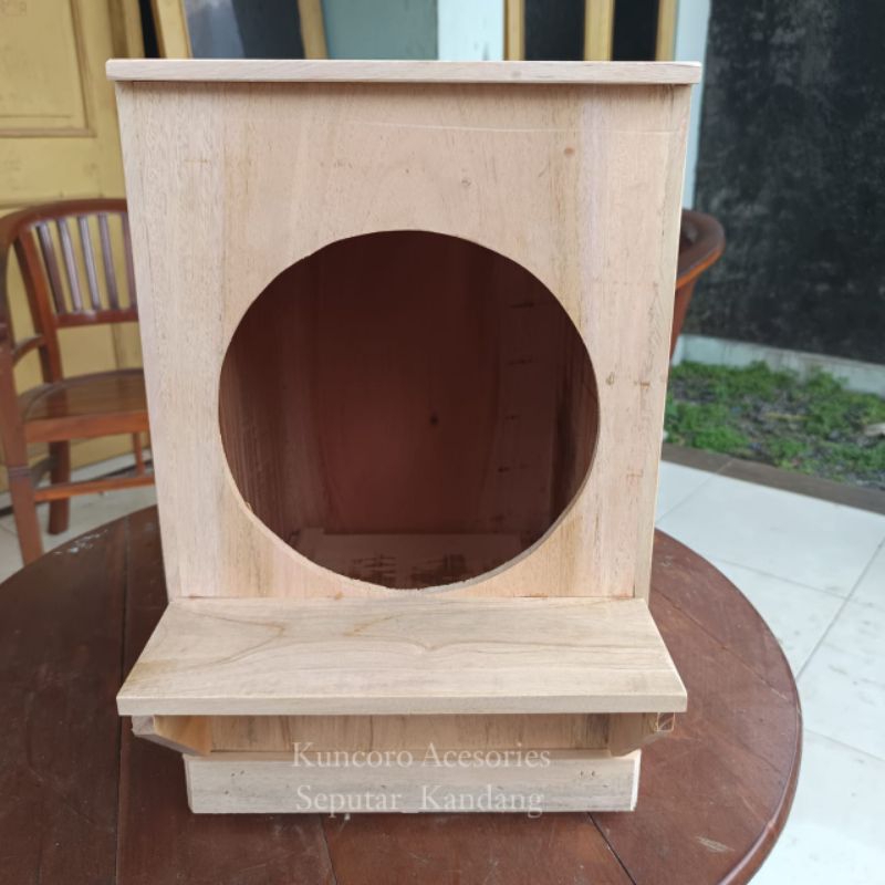 KANDANG BURUNG HANTU KECIL CELEPUK LITTLE OWL BENTUK SOUND Kayu Mahoni