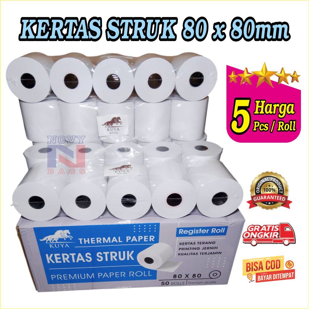 

KERTAS STRUK THERMAL EDC 80 X 80,Kertas Kasir Struk Paper Roll Termal 80x80mm,KERTAS KASIR 80X80