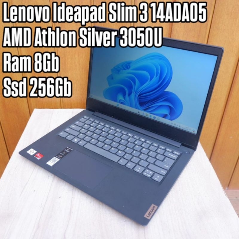 Laptop Lenovo Ideapad Slim 3 14ADA05 AMD Athlon Silver 3050U Ram 8Gb Ssd 256Gb Normal Siap Pakai - L