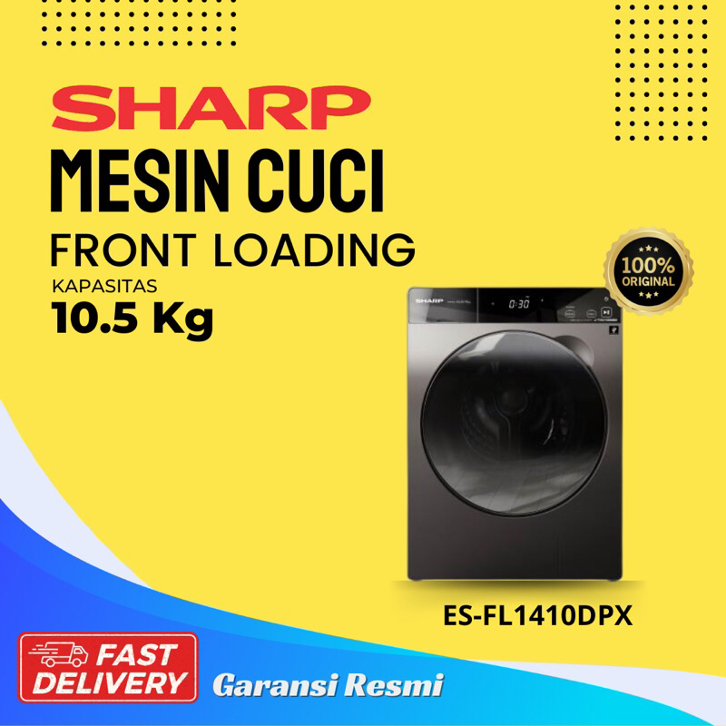 MESIN CUCI SHARP ES-FL1410DPX MESIN CUCI FRONT LOADING 10.5KG