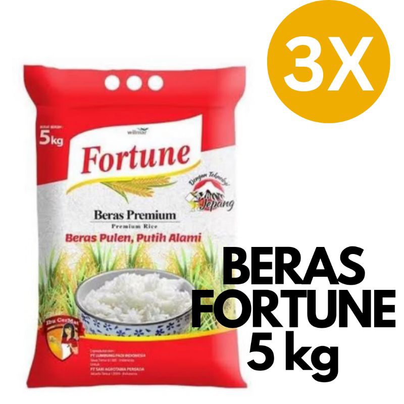 

BERAS FORTUNE 5 kg - 3 pak (KHUSUS INSTAN)