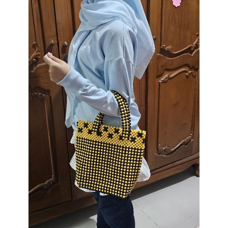 Preloved tas jinjing manik-manik etnik (preloved beaded handmade bag)