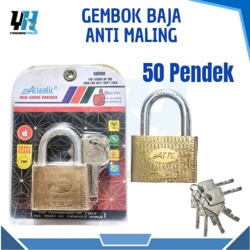 Gembok Anti Maling/ Gembok Baja Kuningan 50mm Pendek