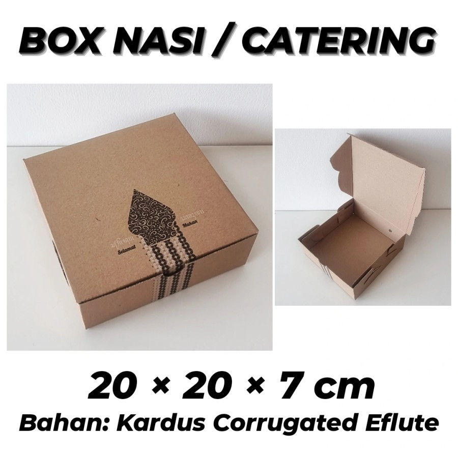 "  Dus Nasi Box Catering  Kotak Kue Takeaway Ukuran 20x20x7 Cm Kardus Corrugated F Flute"