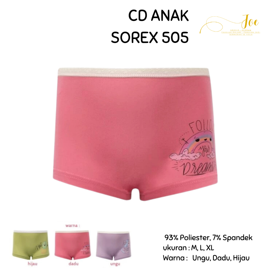 [ISI 3] CD Anak Perempuan SOREX KIDS 505 Polos Warna / Celana Dalam Anak Cewek Murah