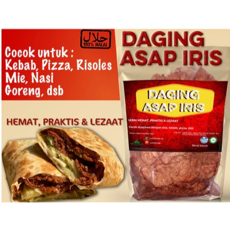 

MDS FOOD DAGING KEBAB IRIS 500 GR | DAGING ASAP IRIS | SLICED SMOKED BEEF | 100% Halal