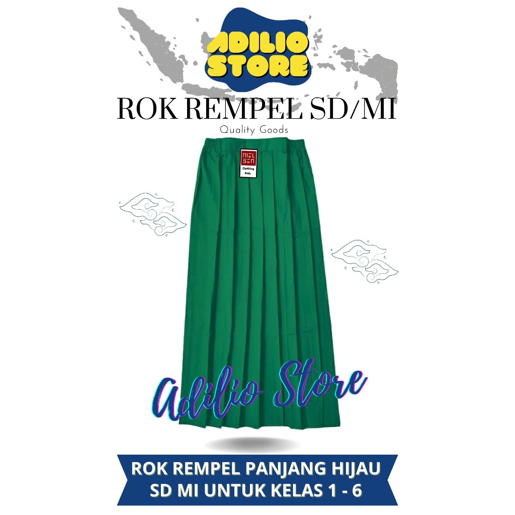 ROK PANJANG REMPEL SERAGAM SEKOLAH MI WARNA HIJAU