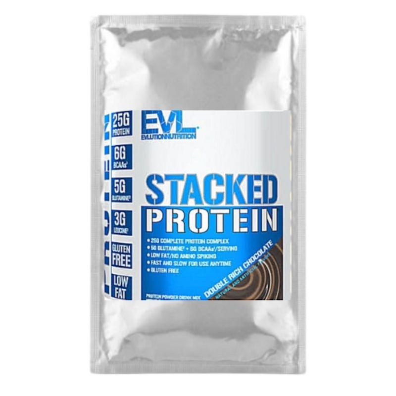 

EVL STACKED PROTEIN SACHET SATU SERVING KEMASAN ECER SEKALI MINUM REFILL