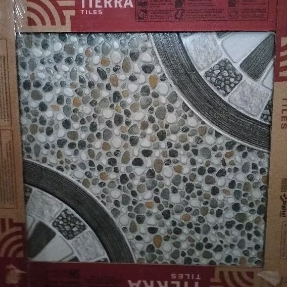 keramik TIERRA DAVINCI GREY  50x50 kw eco/dus 4 pcs (permukan kasar timbul)