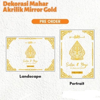 DEKORASI MAHAR SET GUNUNGAN WAYANG Akrilik Mirror Gold Emas