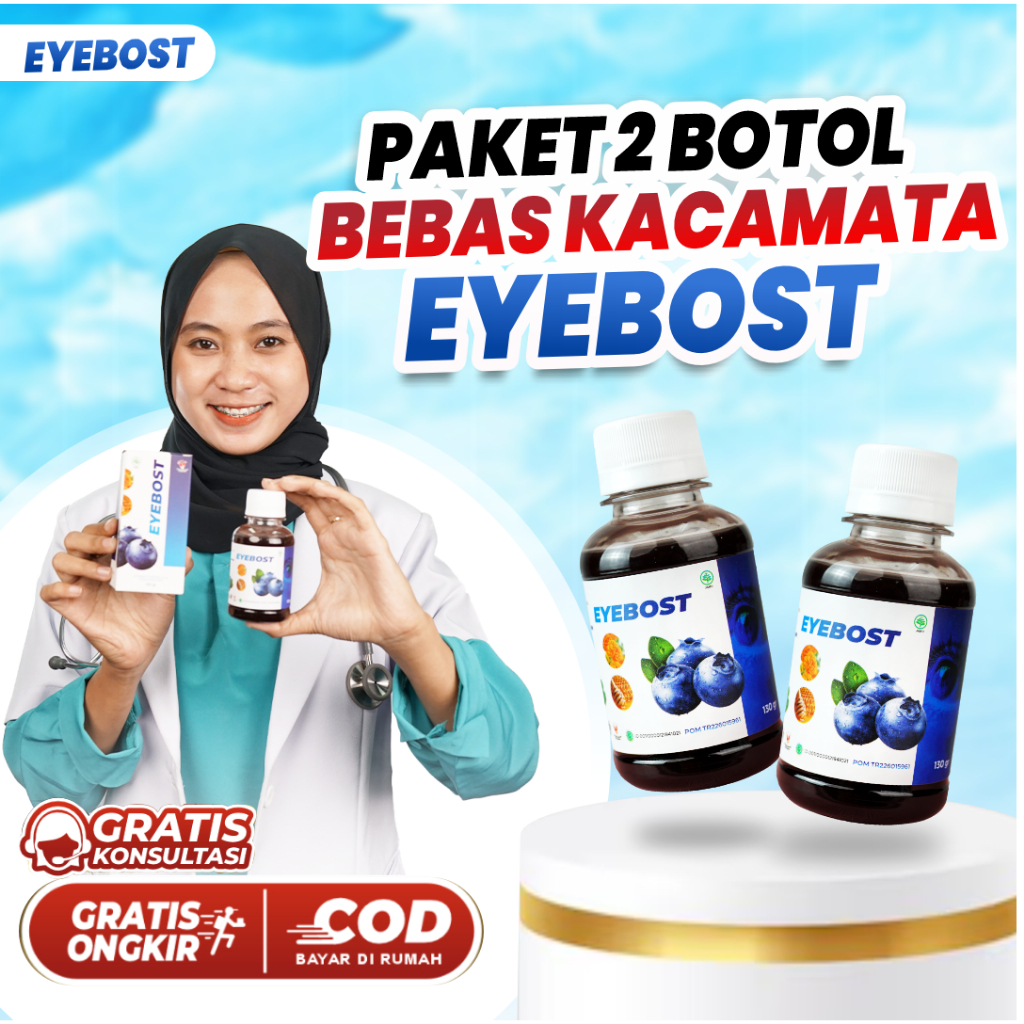 Eyebost Paket Hemat 2 Botol - Suplemen Vitamin Mata Bantu Atasi Katarak Glukoma Selaput Mata Minus P