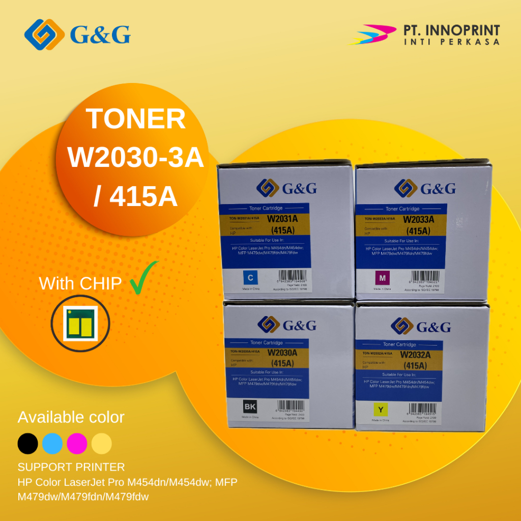 G&G | TONER HP 415A | W2030A W2031A W2032A W2033A CMYK