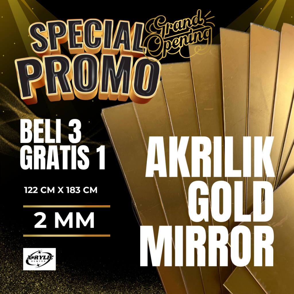 AKRILIK GOLD MIRROR LEMBARAN 2mm