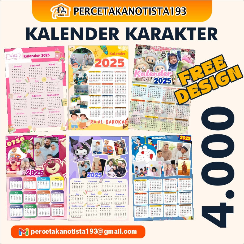 kalender karakter foto custom foto dan nama // polosan //finishing mata itik