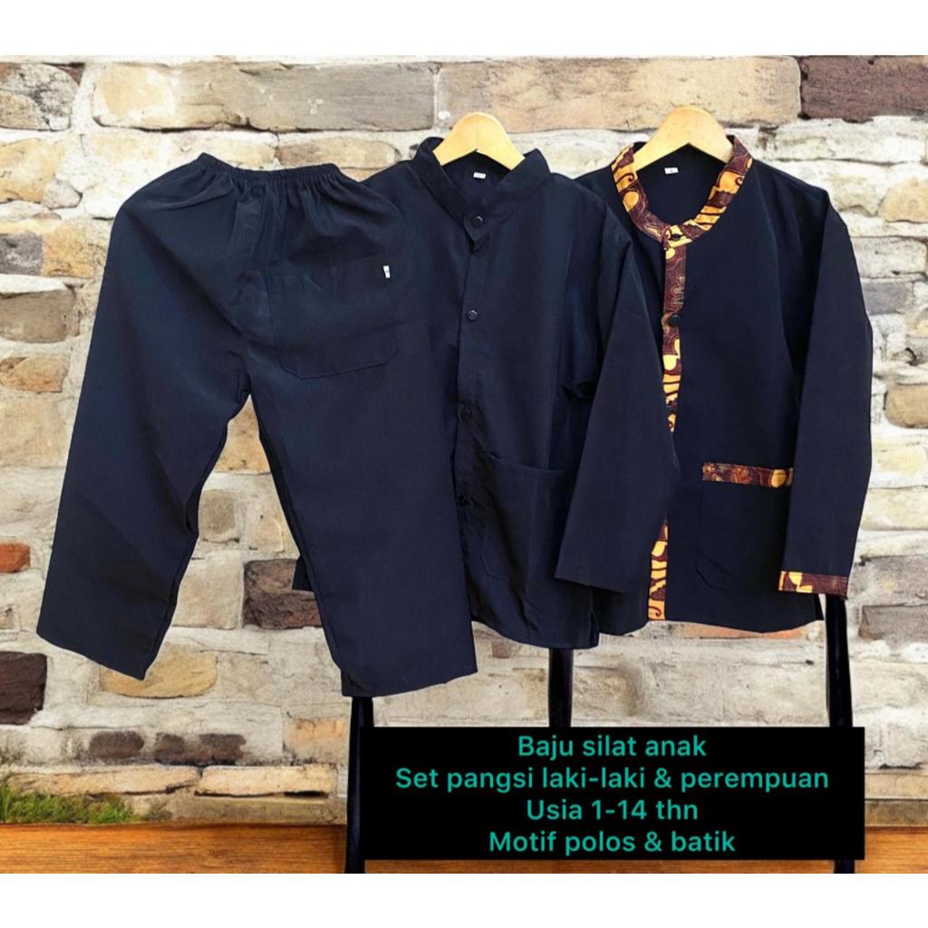 Pangsi Anak Polos dan Motif Batik Seragam Khas Sunda Jawa Betawi Setelan Baju Pangsi Atasan dan Cela