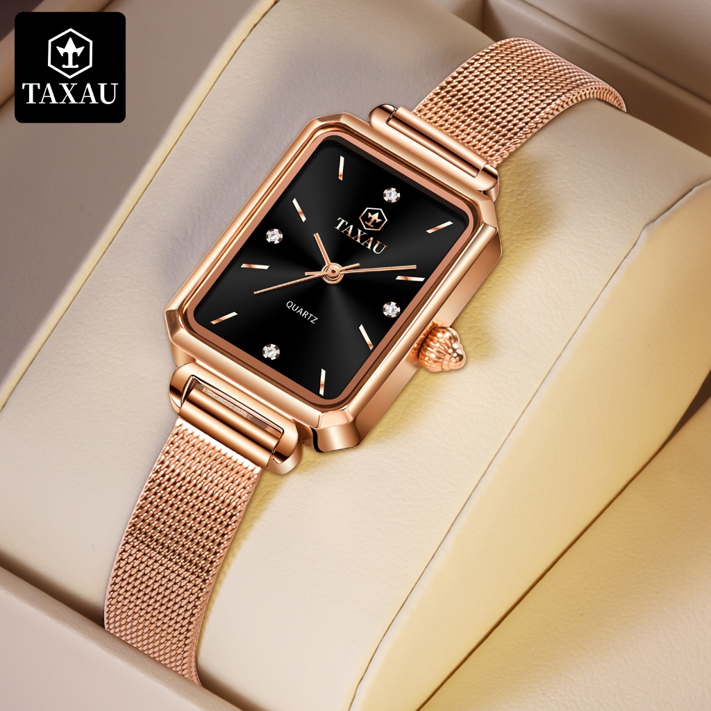 TAXAU Jam Tangan Rantai Wanita Kecil Jam Tangan Analog Arloji Wanita Anti Air Cewek Elegan Anti Air 