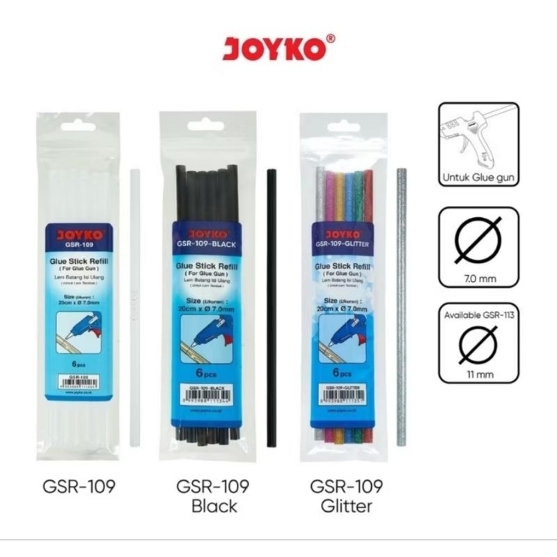 

Glue Stick Refill Joyko GSR 109/Isi Lem Bakar Kecil Joykp GSR-109 Isi 6