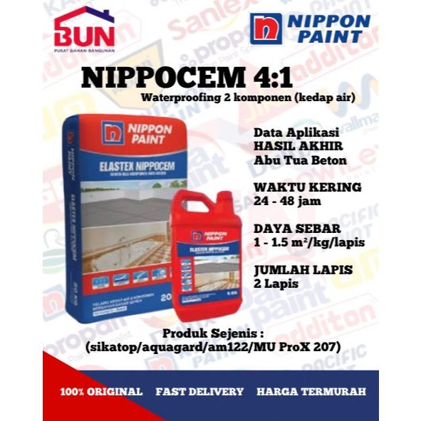 ELASTEX NIPPOCEM 20 + 5 KG Semen Waterproofing Anti Bocor Nippon 25KG