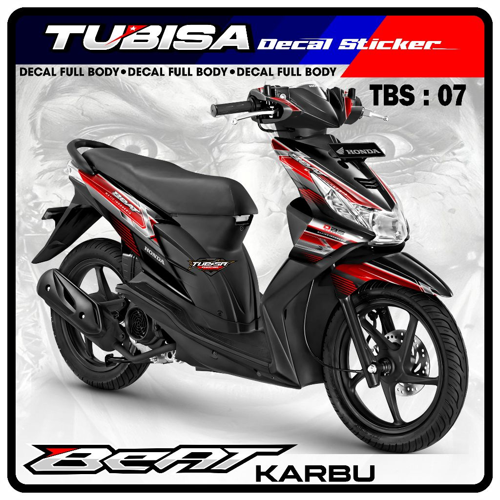 Decal Beat Karbu Full Body Tahun 2008-2012 Dekal Stiker Sticker Full Blok Motif Simple