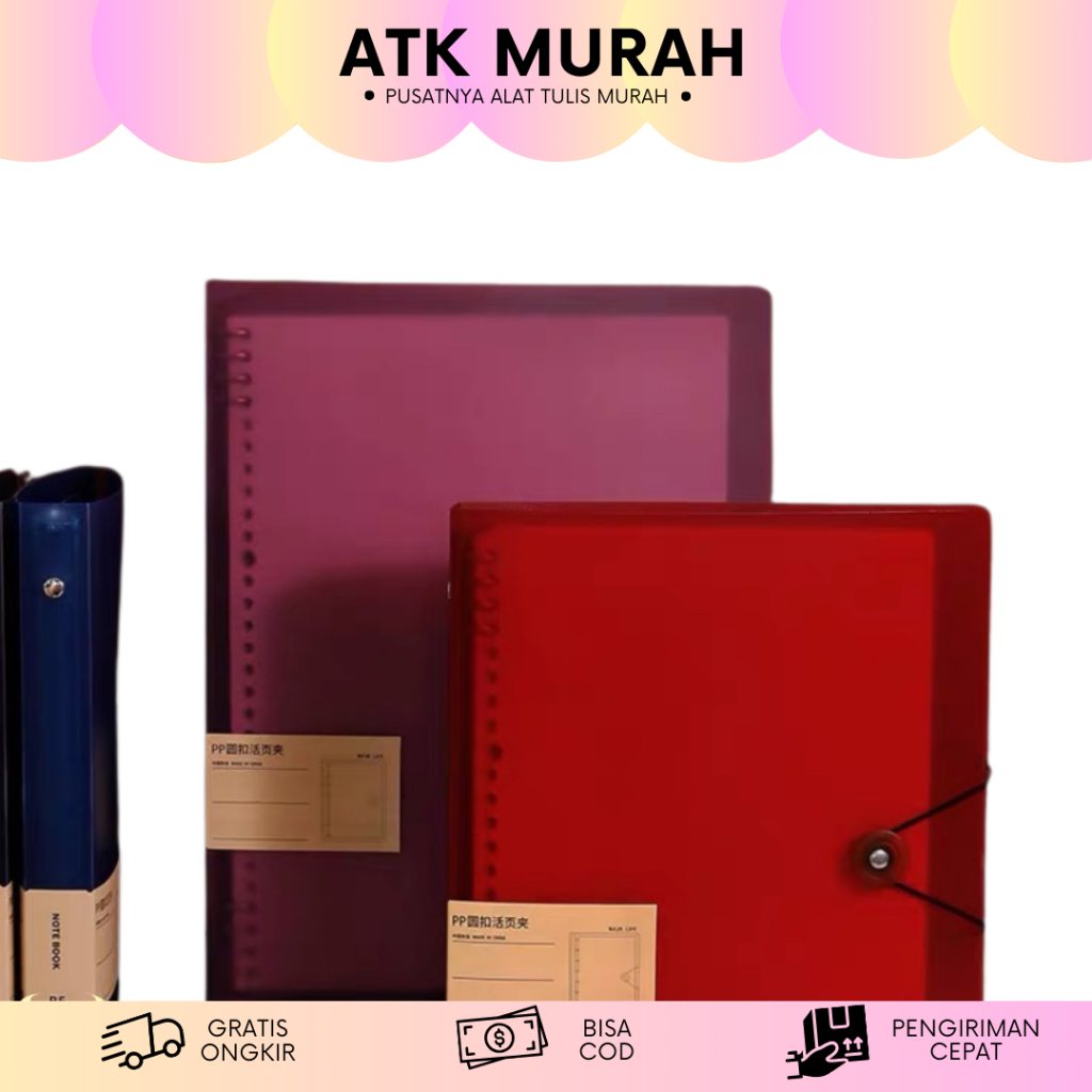 

BINDER NOTE GARIS PLASTIK A5 & B5 SPIRAL RING MODEL BERGARIS BUKU TLIS LOOSE EAF COD BISA
