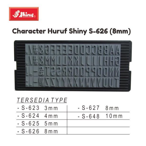

Character/Extra/Sparepart Huruf & Angka Shiny S-626 8mm