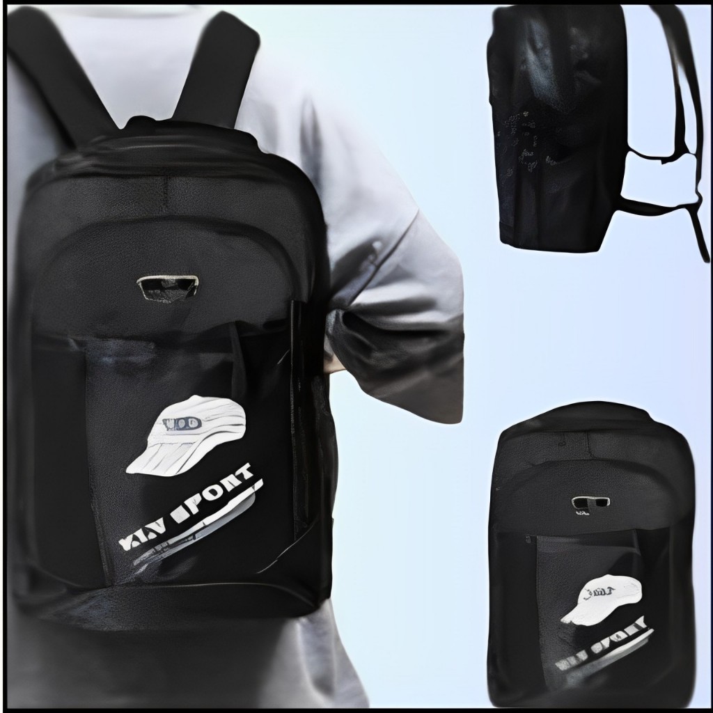 TAS RANSEL ANAK SEKOLAH SMP WARNA HITAM MOTIF TOPI TERMURAH TERLARIS DAN TERLENGKAP