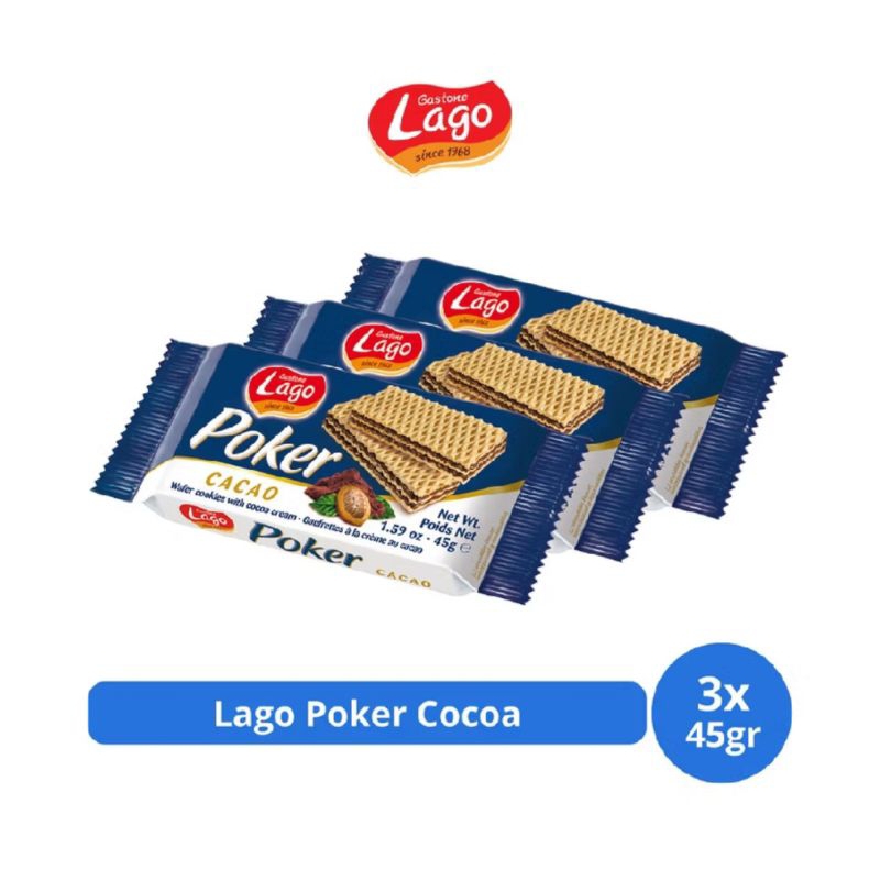 

PROMO LAGO POKER WAFER COCOA / WAFER ITALY 45GR (3PCS X 45GR)