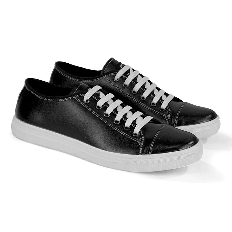 Sepatu Sneakers Kasual Pria Kets Hitam Polos CBRLK 503