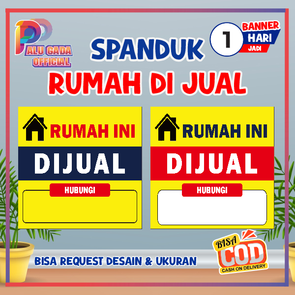 Spanduk banner di jual/kontrakan rumah bahan 280 gsm murah bikin spanduk jual rumah