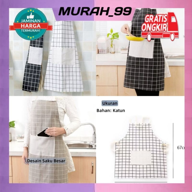 Celemek Masak Celemek Kain Katun Apron Masak MURAH.99