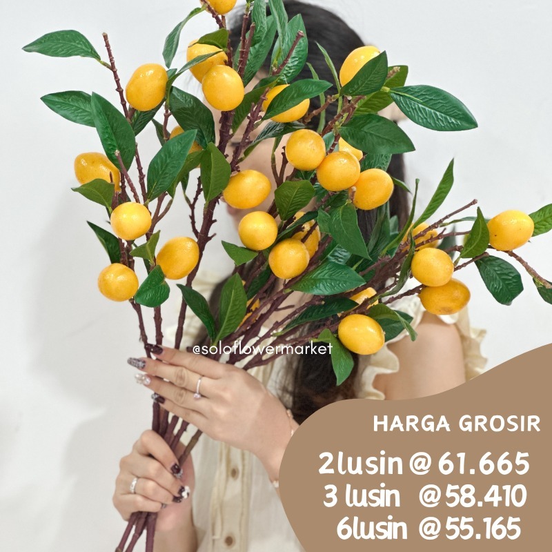 LEMON FLOWER ARTIFICIAL Aksesoris Kipas 3 Cabang Ginko Daun Bunga Ginkgo Emas Artificial Golden Flow