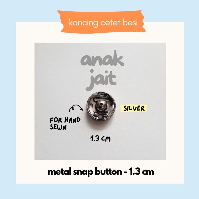 Kancing Cetet Besi / Kancing Jepret Besi Silver 1.3 cm / Kancing Jepret Besi Kualitas Impor / Kancin