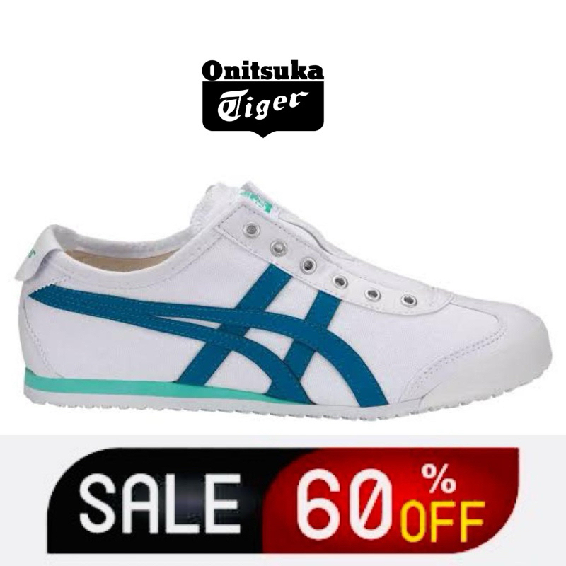 sepatu pria & wanita onitsuka tiger mexico 66 ORIGINAL slip on white blue tosca/free paperbag