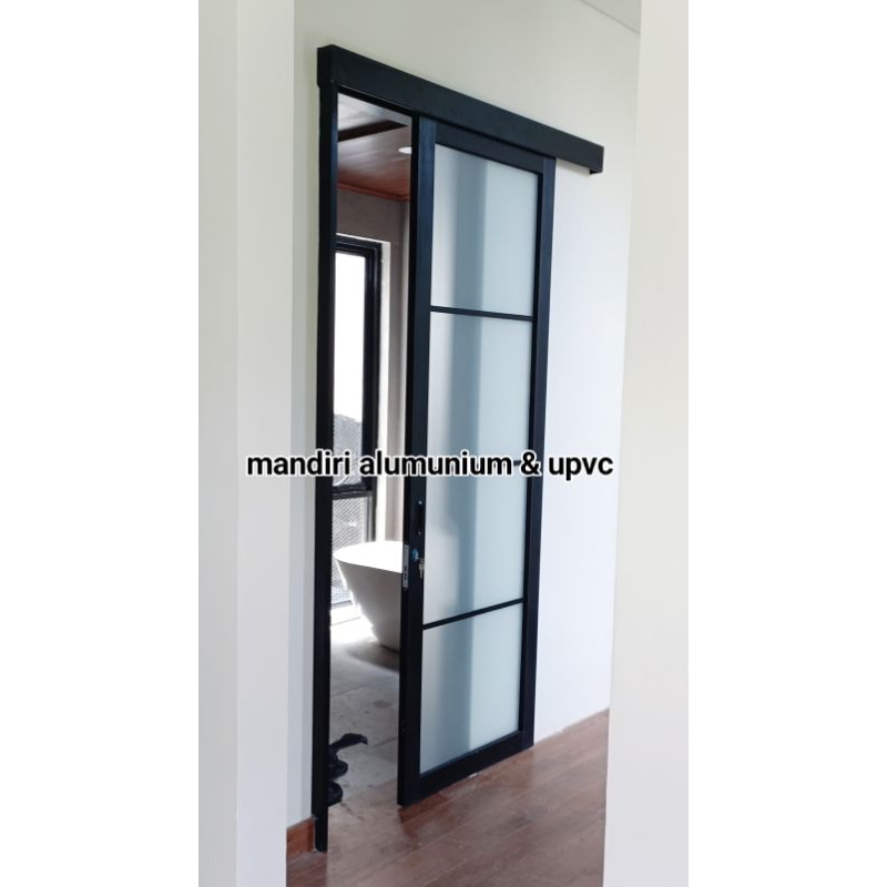 pintu sliding rel gantung alumununium
