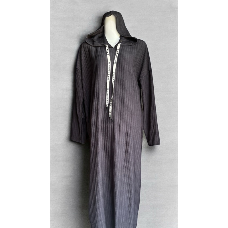 Tunik Knit hornet hitam tebal ada kupluk tali murah tebal