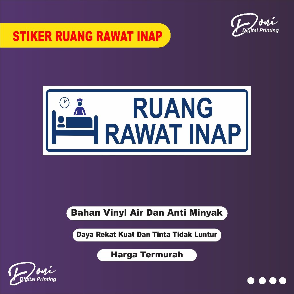 

Stiker Rawat Inap / Stiker Ruang Perawatan / Stiker Puskesmas / Stiker Rumah Sakit / Stiker Klinik